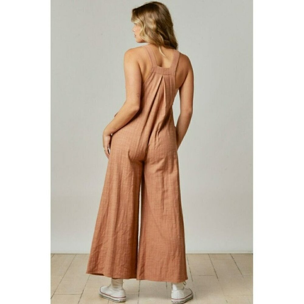Let's Make Plans Wide Leg Overalls in Beige - Picture 7 of 7